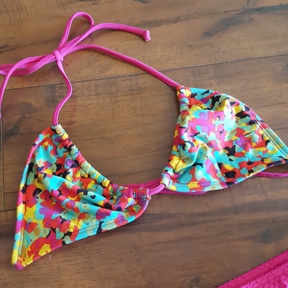 Thakoon‎ for Target Pink Abstract Floral Triangle Bikini Set Small